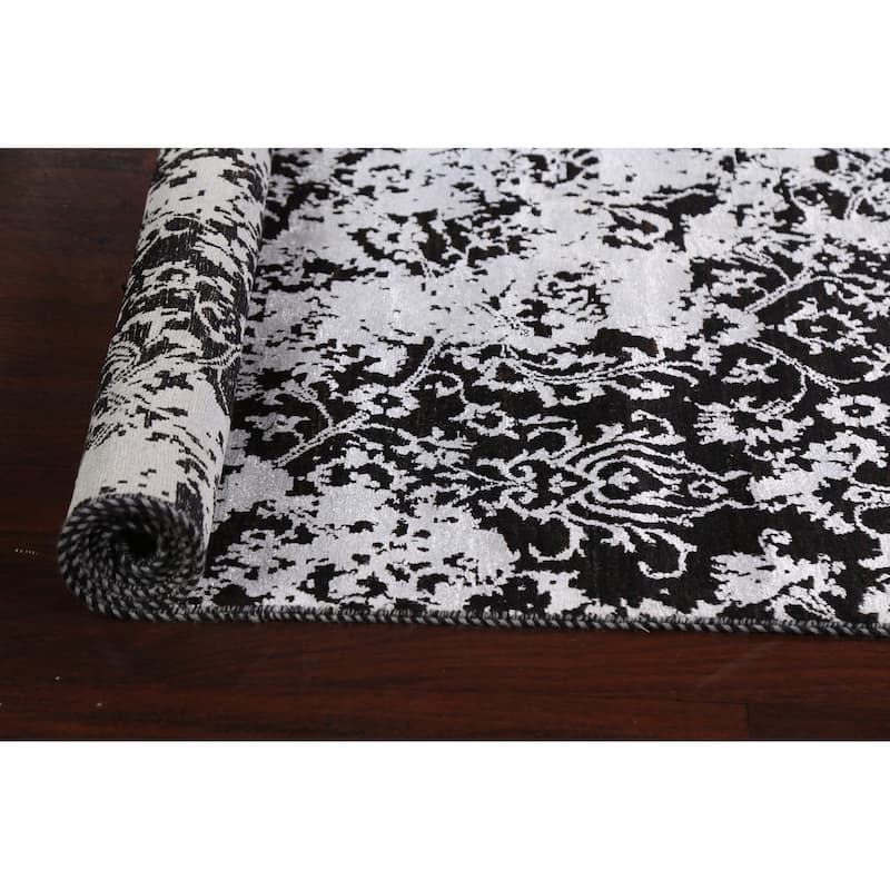 Wool/ Silk Distressed Abstract Oriental Staircase Runner Rug Handmade - 2'8" x 10'5"
