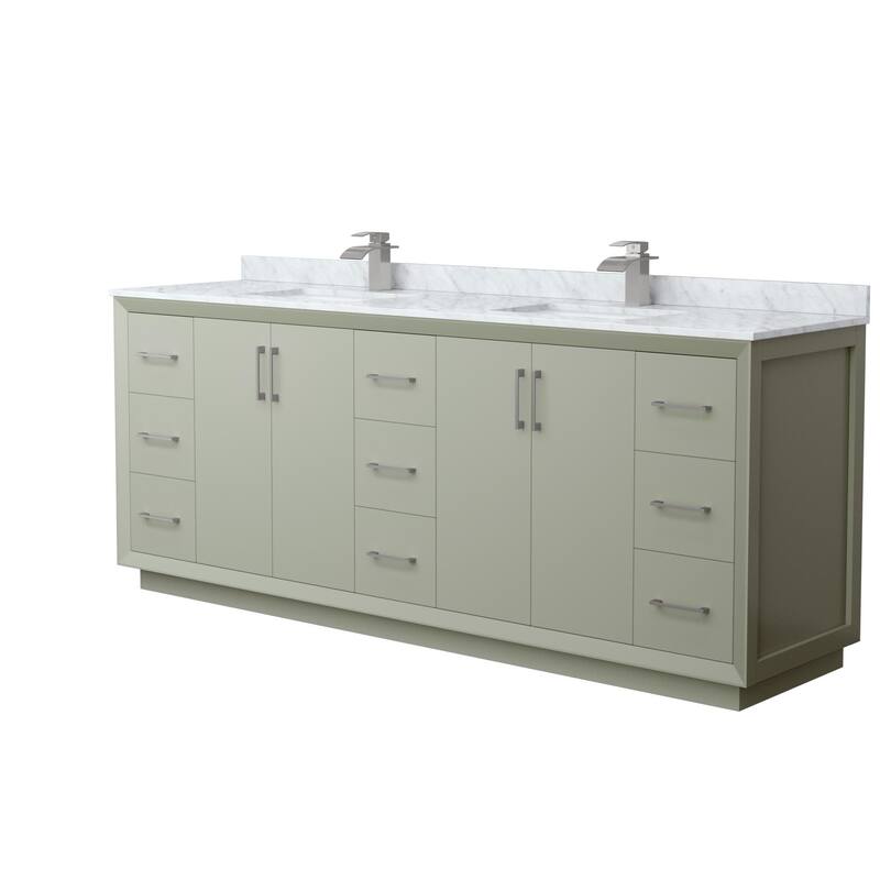 Wyndham Collection WCF414184D-NAT-UNSMXX Strada 84" Free Standing - Light Green / Brushed Nickel Hardware