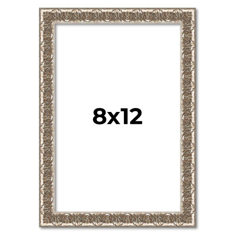 8x12 Frame Silver Versailles Ornate Solid Wood Picture Frame | 1 Inch