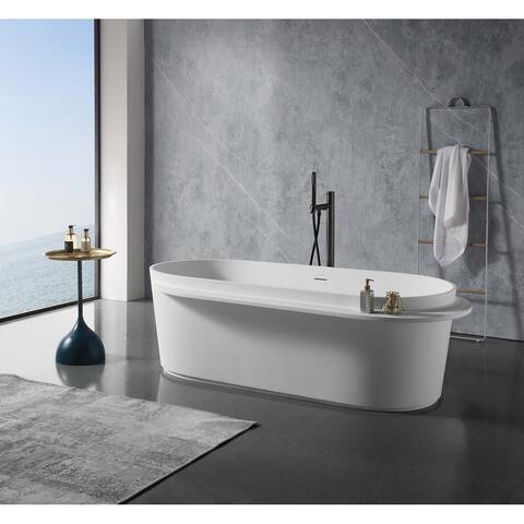 CLOVIS Solid Surface Freestanding Bathtub,71"x33.5"x22"