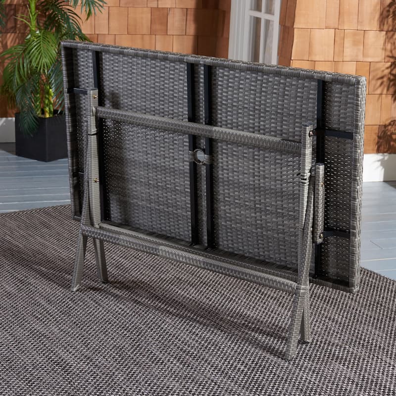 SAFAVIEH Outdoor Kadence Folding Table with Umbrella Hole - 55Wx31Dx28H