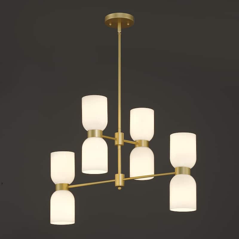 Shuman 8-light Dimmable Modern Gold Sputnik Linear Chandelier - 28 inches