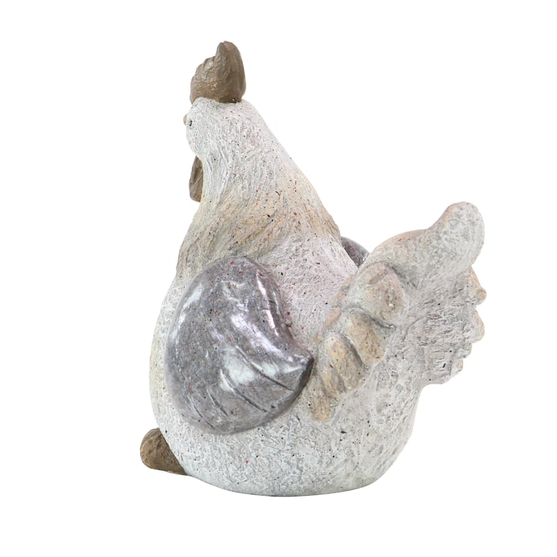 Gray Polystone Indoor Outdoor Chicken Decorative Garden Sculpture