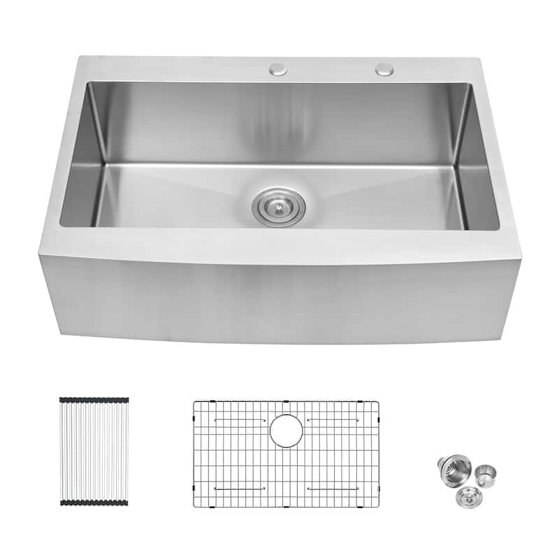 Stainless Steel 33" x 22" Single Basin Farmhouse/Apron Kitchen Sink