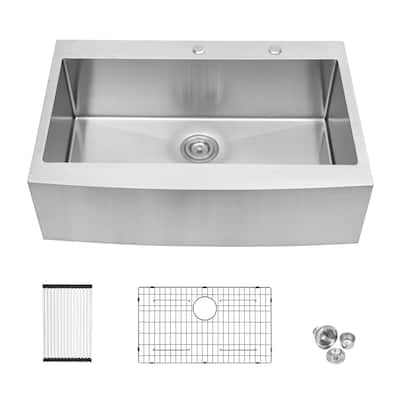 Stainless Steel 33" x 22" Single Basin Farmhouse/Apron Kitchen Sink