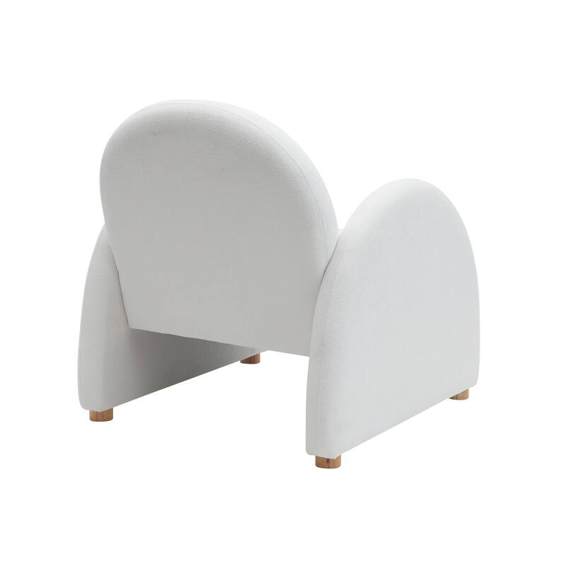 Modern Boucle Accent Armchair - Comfortable Upholstered Lounge Chair with Curved Armrests, Stylish Minimalist Chair