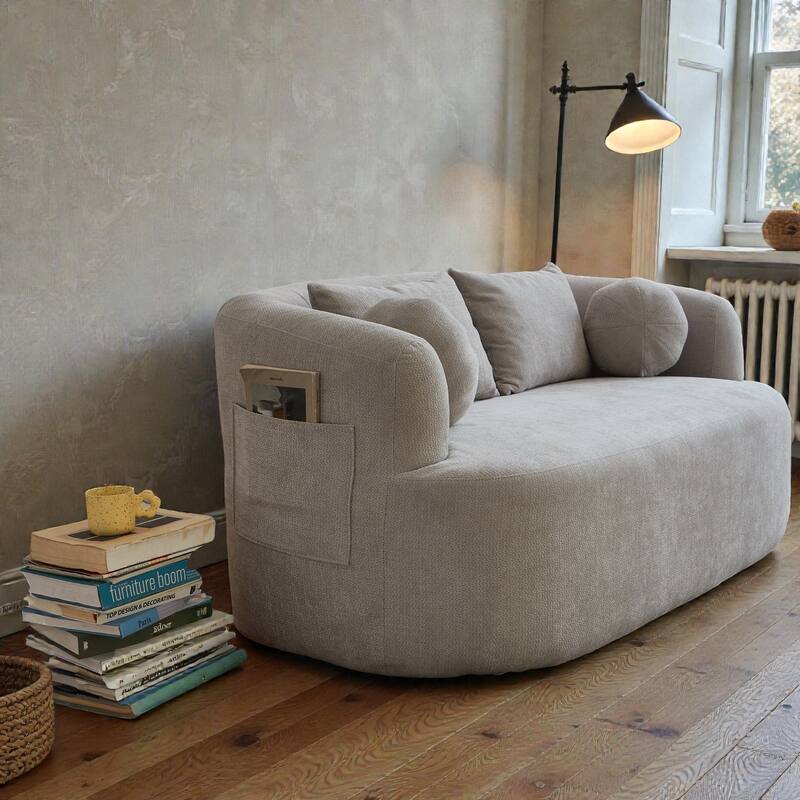 Sofa-in-a-Box Memory Foam 2-Seater Couch, Deep Seat Chenille Loveseat, No Assembly, Modern Compact Sofa for Living Room