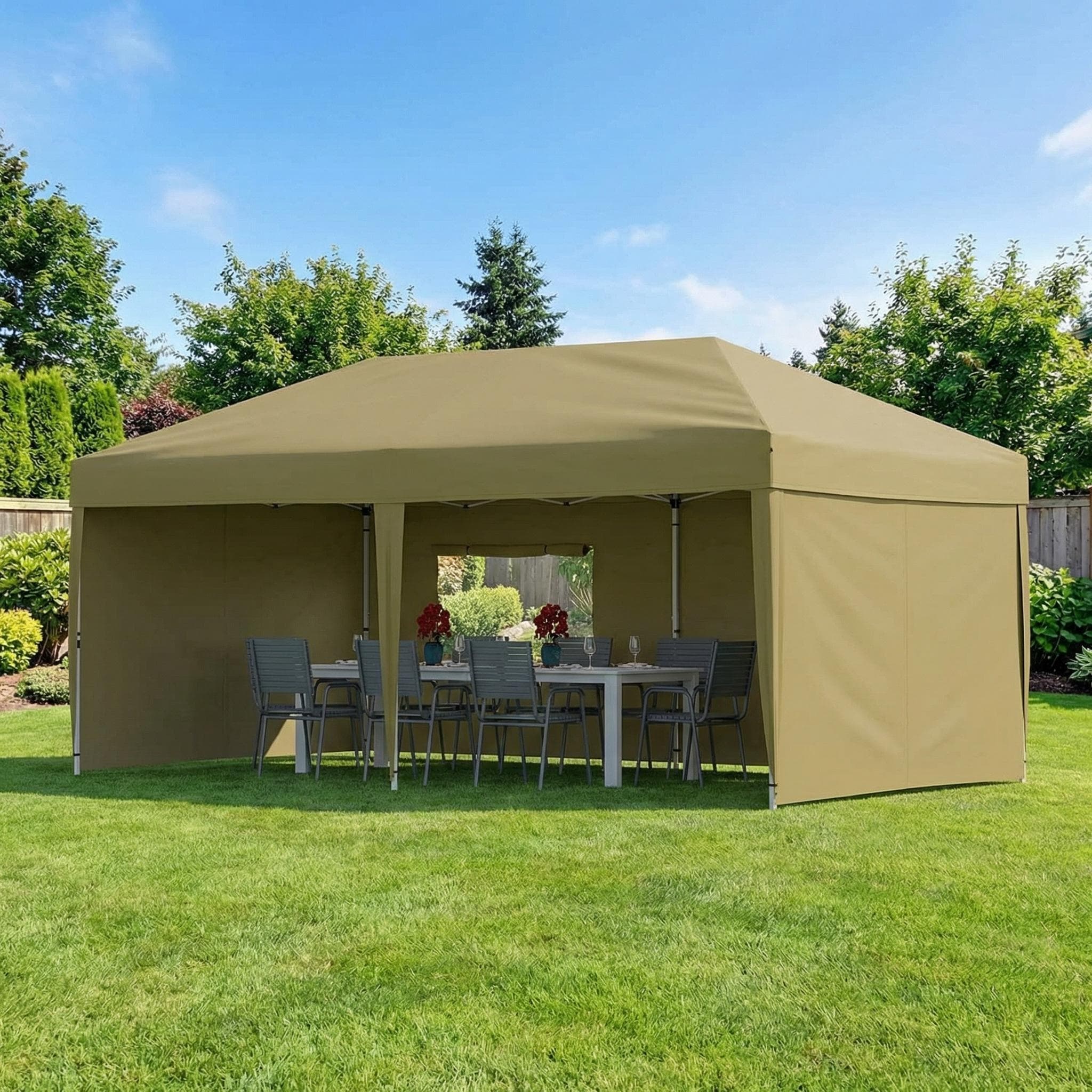 10x20 Pop Up Canopy, with 4 Sidewalls, 3 Adjustable Height