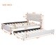 preview thumbnail 15 of 21, Comfortable Upholstered Platform Bed with Stylish Headboard and Extra Trundle Beige