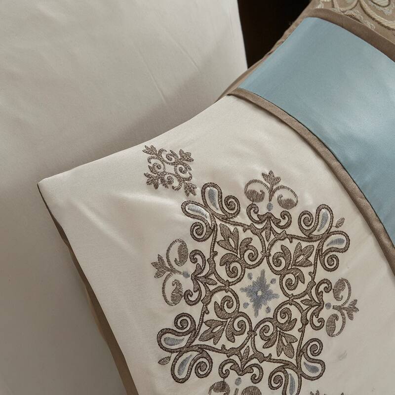 GDF Studio - Caroline 7-Piece Jacquard Comforter Set with Decorative Pillows
