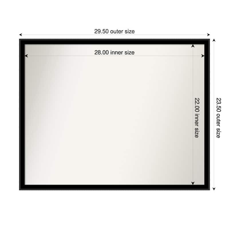 Incline Non-Beveled Wood Framed Wall Mirror - 30 x 24 in - Incline Black