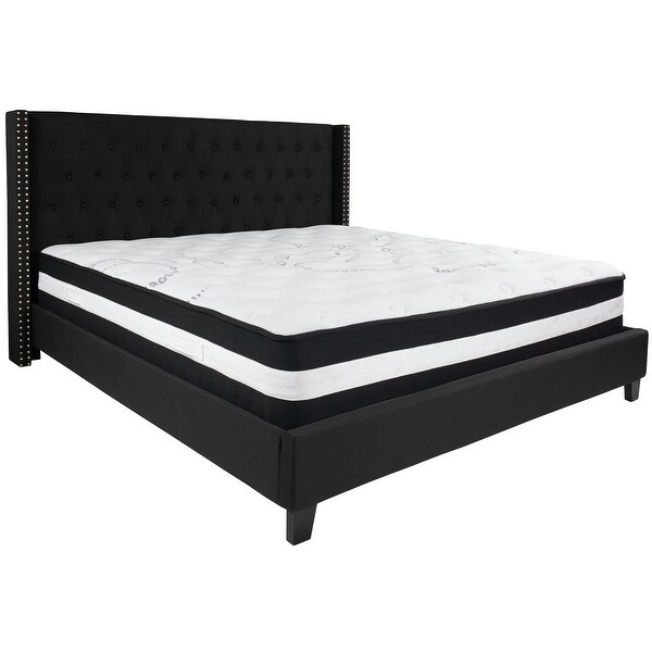 Shop 85 25 Quot Black Fabric King Size Tufted Upholstered
