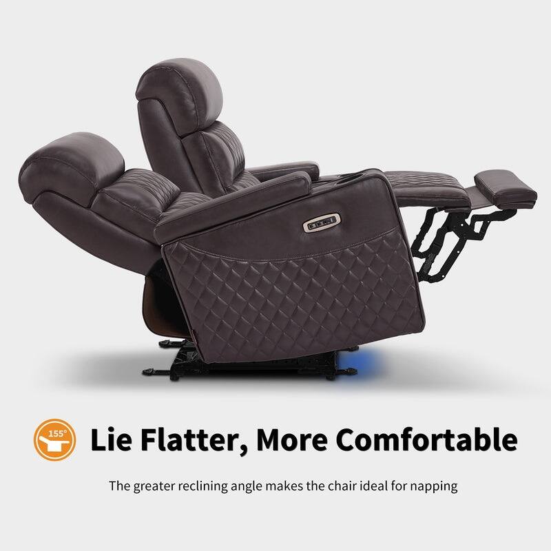 MCombo Power Reclining Loveseat Sofa with Adjustable Headrests, Home Theater Seating with Armrest Storage, Faux Leather HTS470
