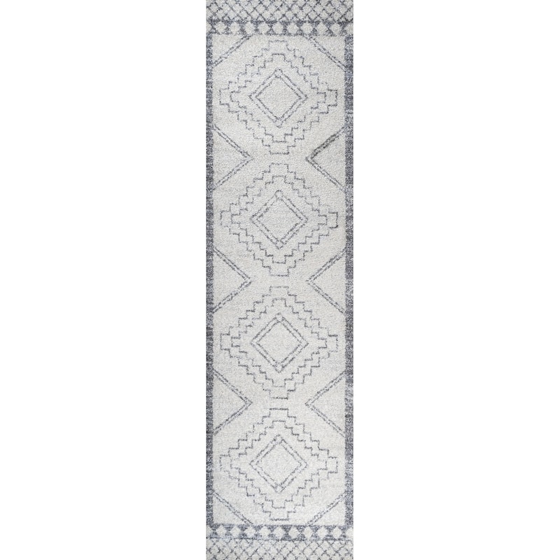 JONATHAN Y Williamsburg Moroccan Beni Souk Area Rug - 2 X 8 - Cream/Gray