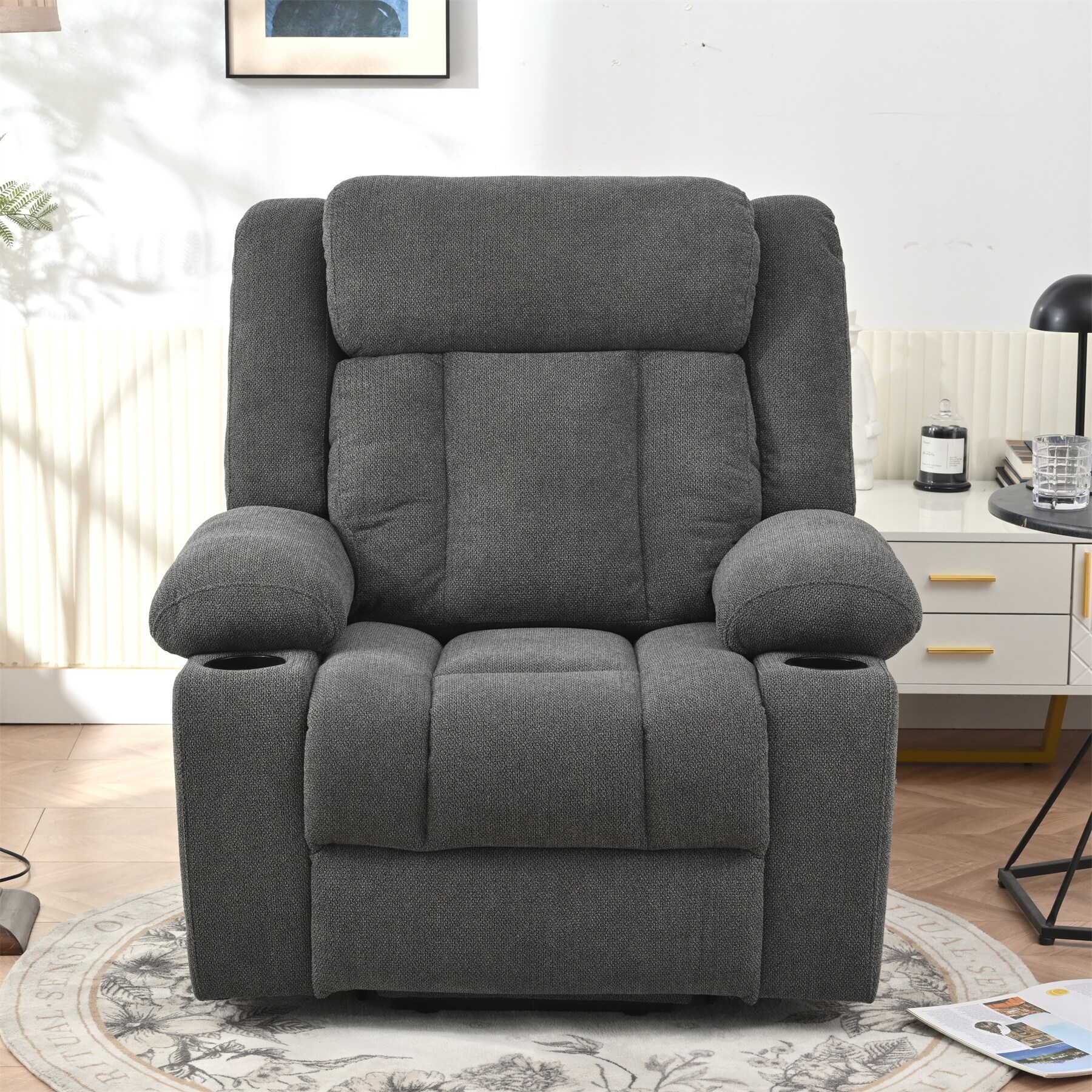 Oversized Power Glider Recliner Chair with Lift Base for Elderly, Electric Lift Home Theater Seating with Remote Control