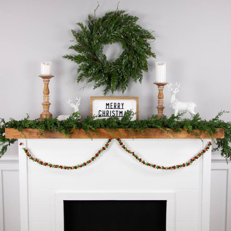 5ft Green, Gold Red Festive Jingle Bell Artificial Christmas Garl