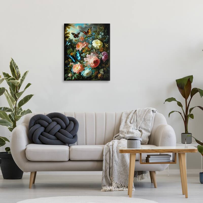 Stupell Blooming Roses & Monarch Butterflies Canvas Wall Art Design By Tabz Jones