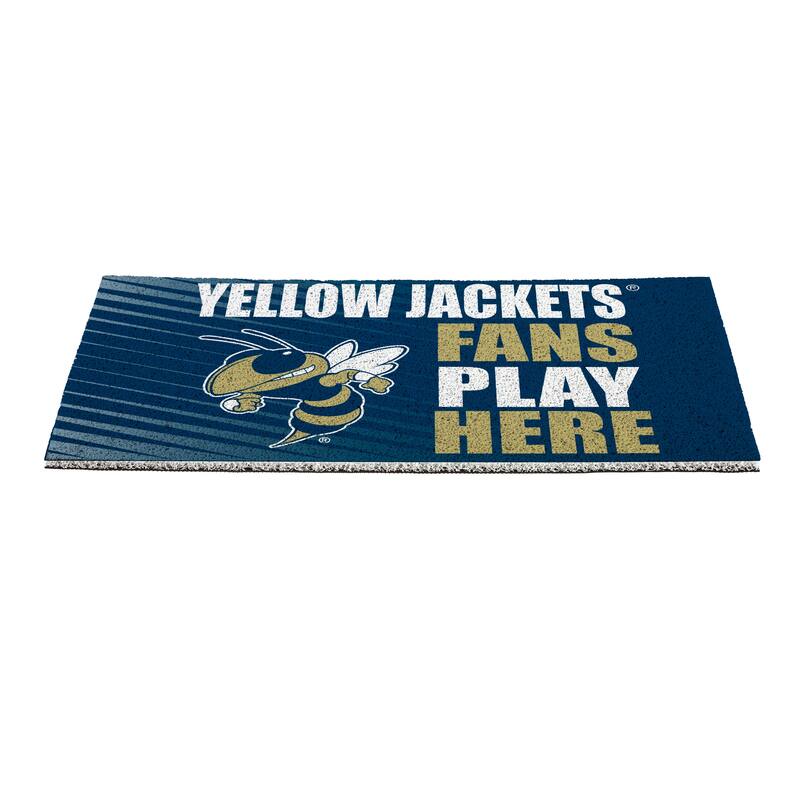 28 in. x 16 in. Georgia Tech "Fans Play Here" PVC Door Mat