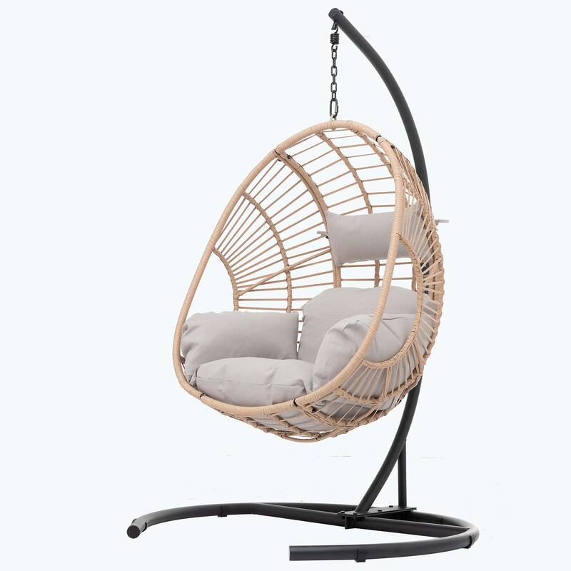 High Quality Wicker Swing Egg Chair Great for Indoors&Outdoors - N/A - Natural