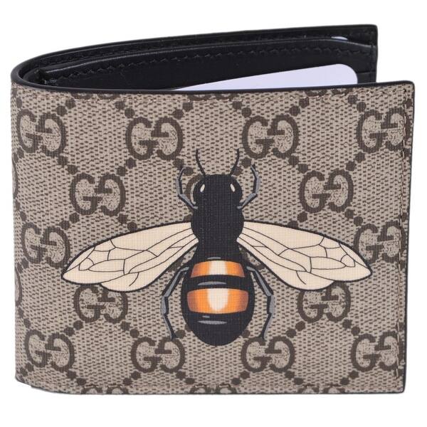 Shop Gucci Men S Beige Gg Supreme Canvas Large Bee Logo Bifold Wallet 4 25 X3 5 On Sale Overstock 25659896