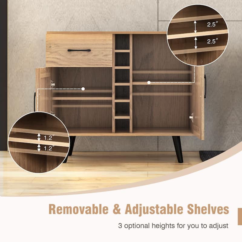 Costway 2-Door Wine Bar Cabinet Kitchen Sideboard Buffet with Drawer & - See Details