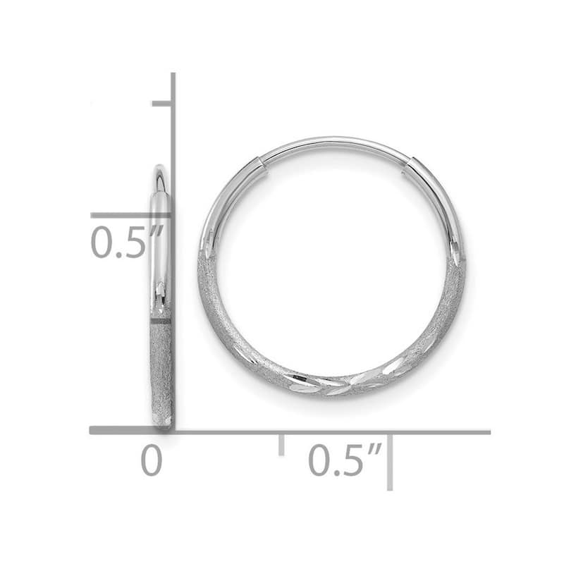 Curata 14k White Gold Sparkle Cut Endless Hoop Earrings - 14x14mm