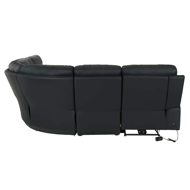 Furniture of America Joren Modern FSC Certified Leather Match Power Recline Sectional with Console and USB Port