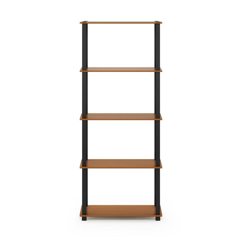 Furinno Turn-S-Tube 5-Tier Square Leg Multipurpose Display Rack - Light Cherry/Black