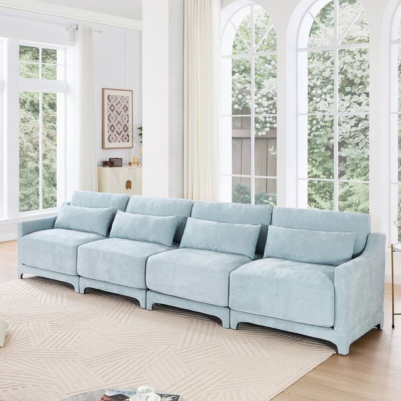 Chenille Fabric sofa - Sky Blue - 4 Seat