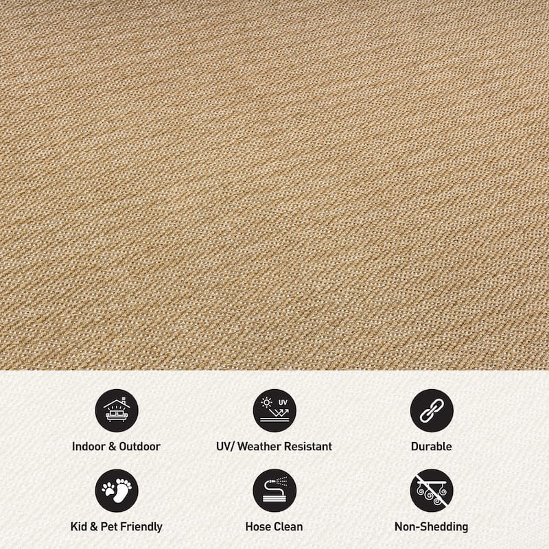 World Rug Gallery Contemporary Bordered Weather Resistant Reversible Indoor/Outdoor Area Rug