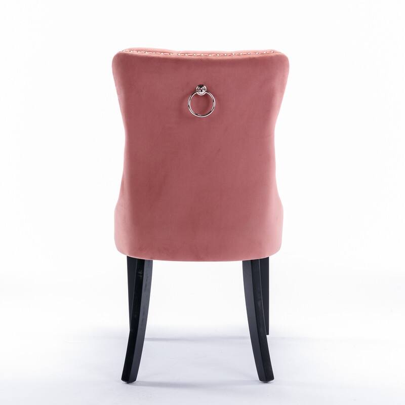 Tufted Velvet Dining Chairs with Nailhead Trim (Set of 2)