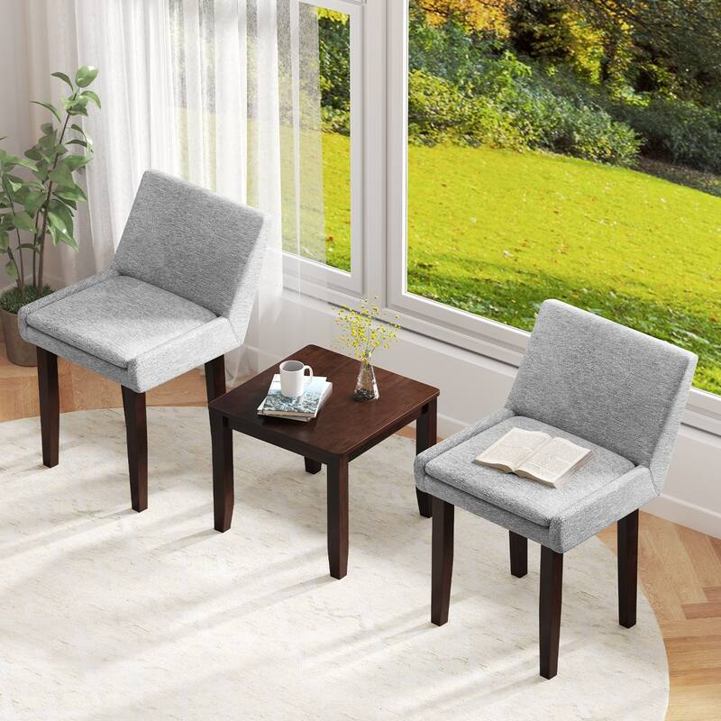 Gymax Modern Dining Chair Set of 2 w/ Mid Back & Cushioned Seat Solid