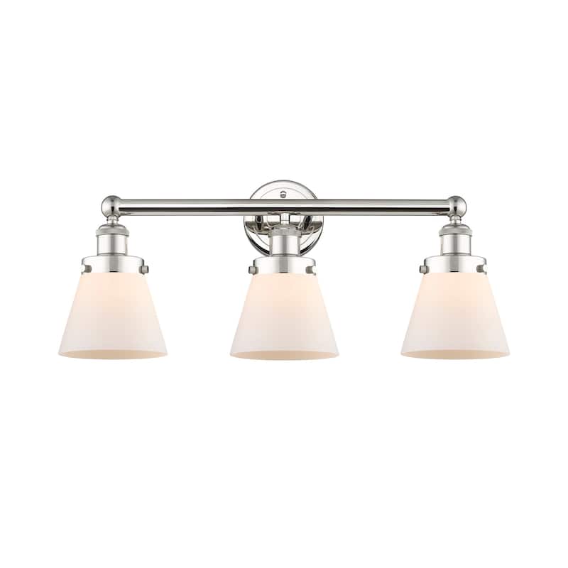 Innovations Lighting 616-3W-10-25 Cone Vanity Cone 3 Light 25" Wide - Polished Nickel / Matte White