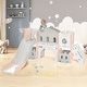 preview thumbnail 1 of 37, Kids Freestanding Slide Climber Play House for Indoor Outdoor Playground Activity - 6”L x 6.2”W x 3.5”H Pink-Grey