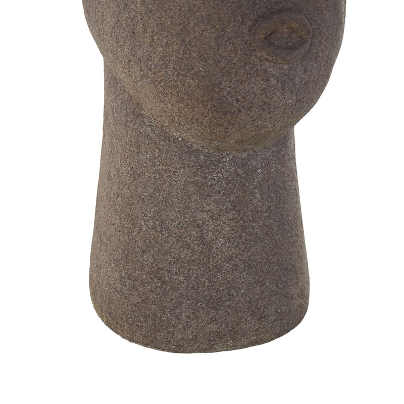 Brown Magnesium Oxide Textured Easter Island Head Woman Indoor Outdoor Planter - 9"W x 6"L x 17"H