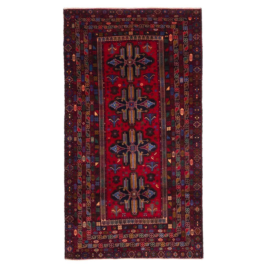 ECARPETGALLERY Hand-knotted Teimani Red Wool Rug - 4'2 x 6'4