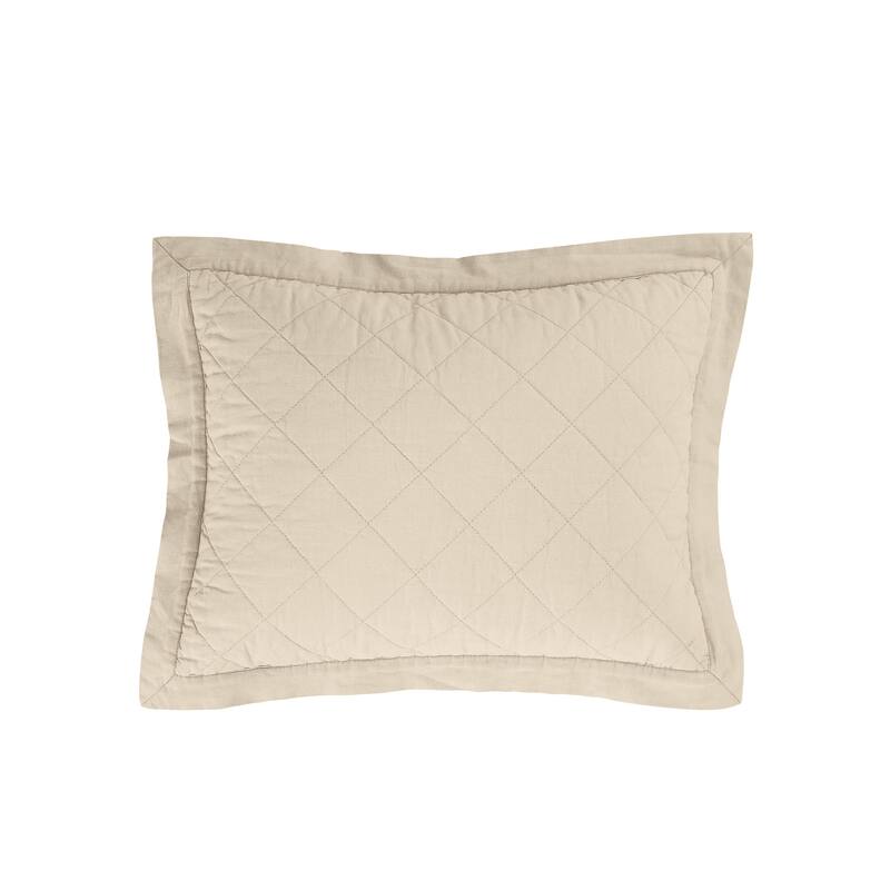 HiEnd Accents Linen Cotton Diamond Quilted Boudoir Pillow, 12"x16"