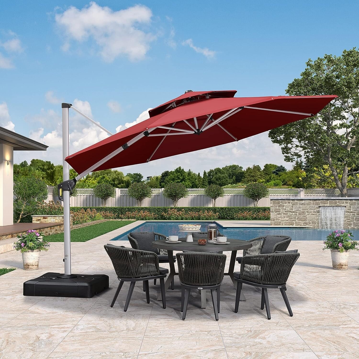 PURPLE LEAF 12 ft Double Top Round Windproof Offset Hanging Patio Umbrella  - Bed Bath u0026 Beyond - 37531338