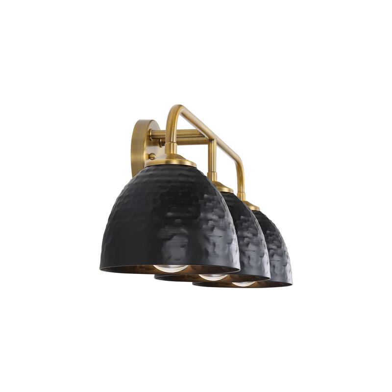Golden Lighting Shepard 3-light Vanity in Modern Brass and Matte Black shade