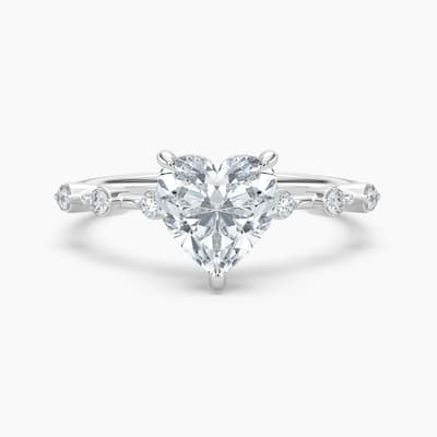 Auriya 14k Gold Heart Lab Grown Diamond Station Hidden Halo Engagement Ring 1.00 to 5.00 ct. tw. (F-G, VS)