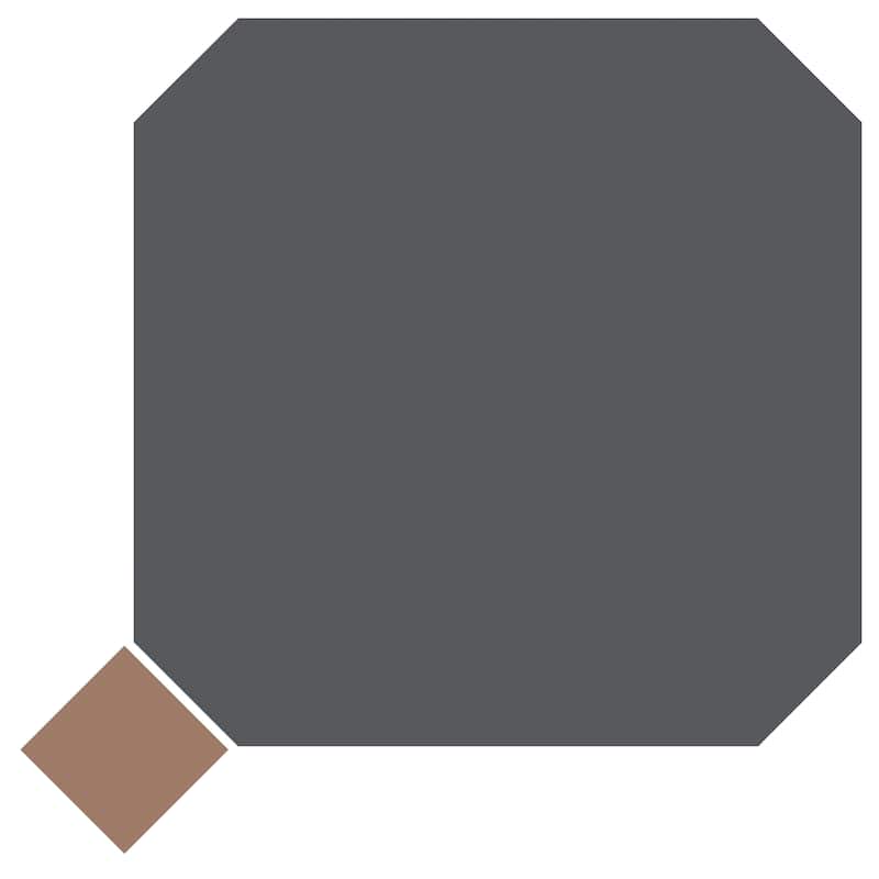 Merola Tile Vaudeville Octagon Antracita with Taco Marron 7-7/8" x 7-7/8" Porcelain Floor and Wall Tile