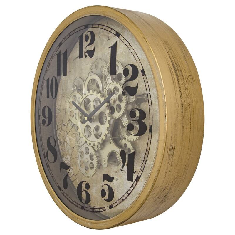 Gold Round Gear Clock - 18.3 x 18.3 x 4.1
