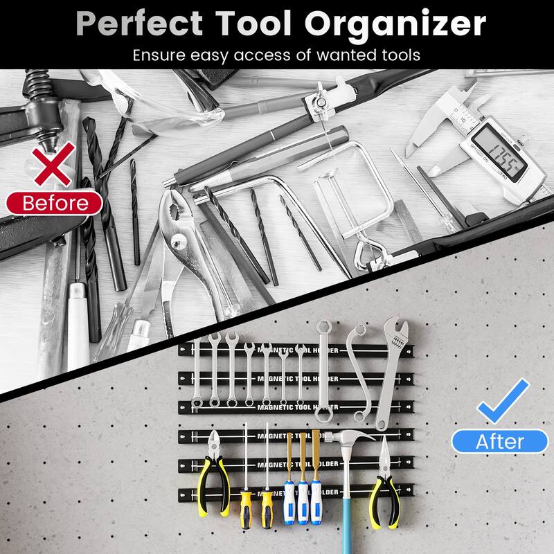 Gymax 18'' Magnetic Tool Holder Strip w/ Mounting Screws Space-Saving