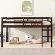 preview thumbnail 7 of 16, Rubber Wooden Twin Loft Bed with Ladder Espresso