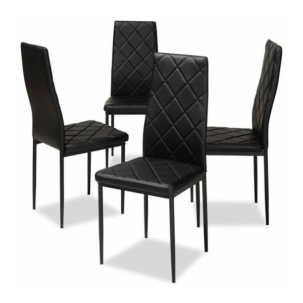Set of 4 Faux Leather Dining Chair Black 17x39 Bed Bath & Beyond