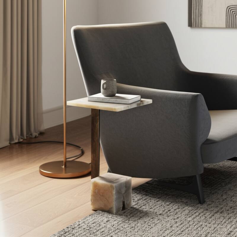 Metal Accent Table Modern Geometric Base Sleek Contemporary Design