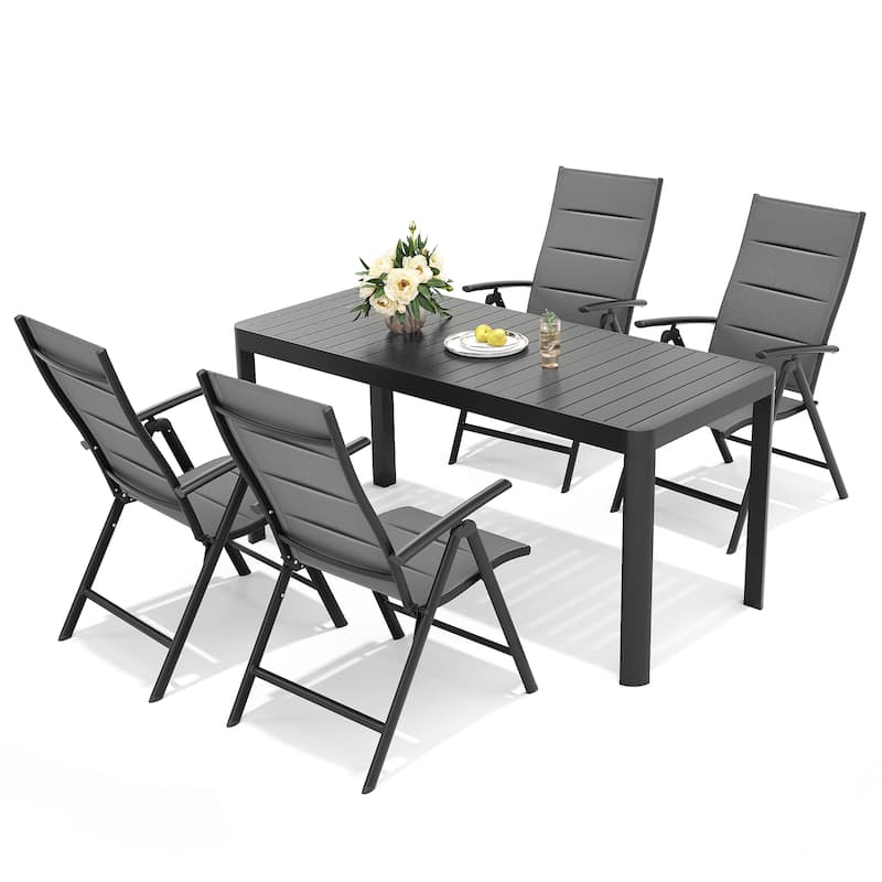 VredHom 5/7-piece Patio Dining Set with Extendable Table and Folding Dining Chairs