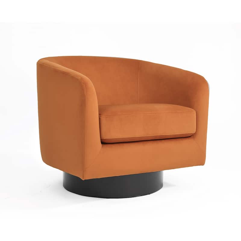 Velvet Low-Back Barrel Chair 360° Swivel Accent Armchair