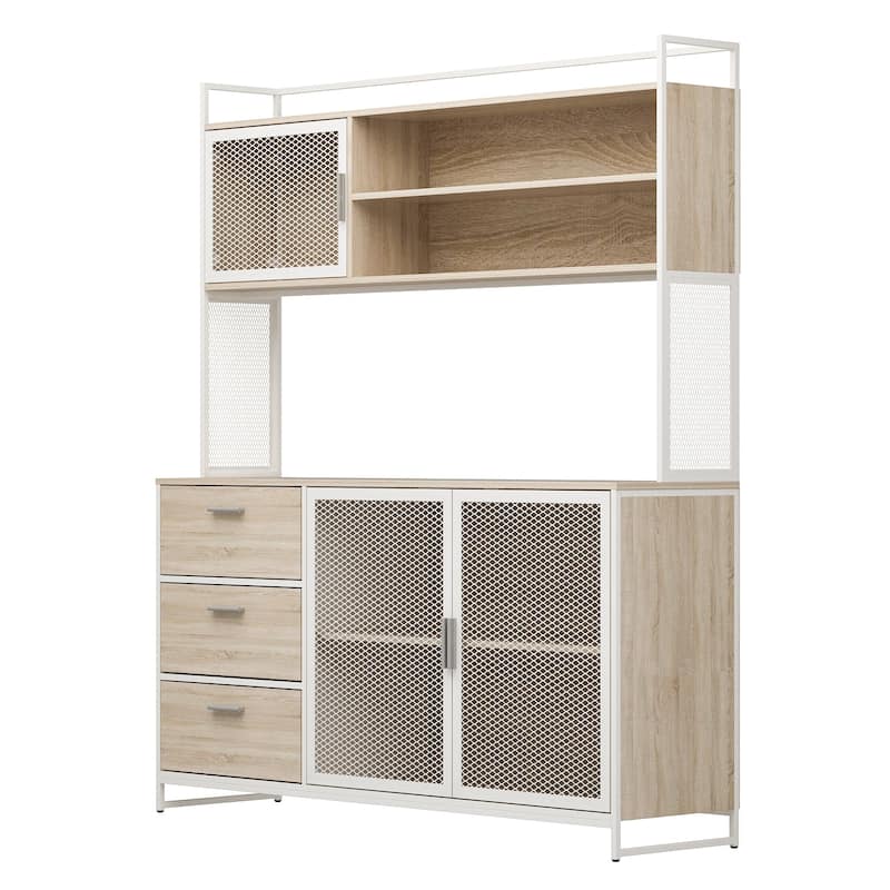59"W Kitchen Cabinet Pantry with Sleek Design & Ample Storage - 59"W 68.5"H