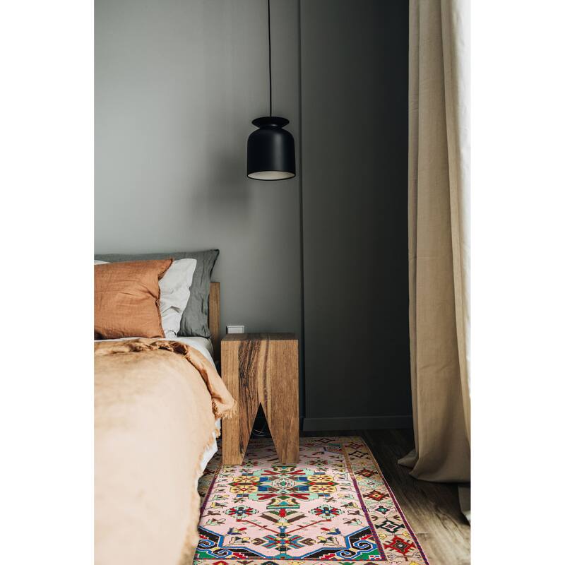 ECARPETGALLERY Hand-knotted Melis Vintage Pink Wool Rug - 4'6 x 6'8